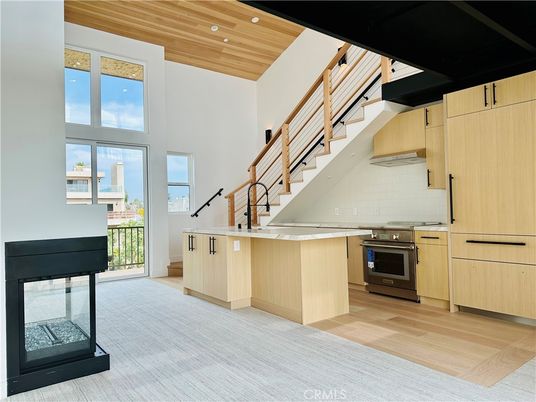 Interior, Kitchen, Recessed Lighting, Stainless Steel Appliances, Wooden Ceilings, Wood Texture Flooring