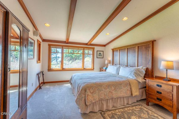 Bedroom, Interior, Recessed Lighting, Wooden Beams