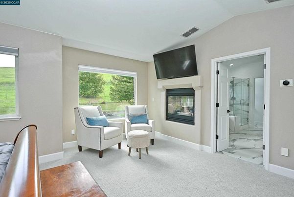 Bathroom, Fireplace, Interior, Marble, Recessed Lighting