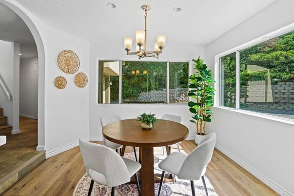 Chandelier, Dining room, Interior, Wood Texture Flooring