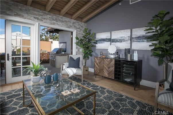 Interior, Living room, Stone Walls, Water, Wood Texture Flooring