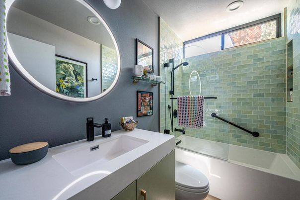 Bathroom, Glass Shower, Interior, Recessed Lighting