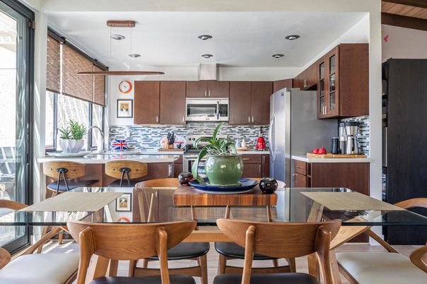 Dining room, Interior, Kitchen, Recessed Lighting, Stainless Steel Appliances