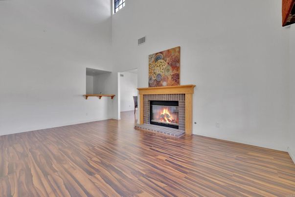Empty room, Fireplace, Interior, Wood Texture Flooring
