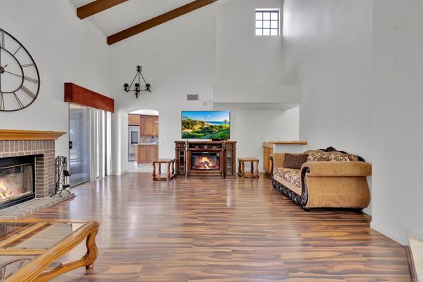 Fireplace, Interior, Wooden Beams, Wood Texture Flooring