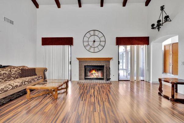 Fireplace, Interior, Wooden Beams, Wood Texture Flooring