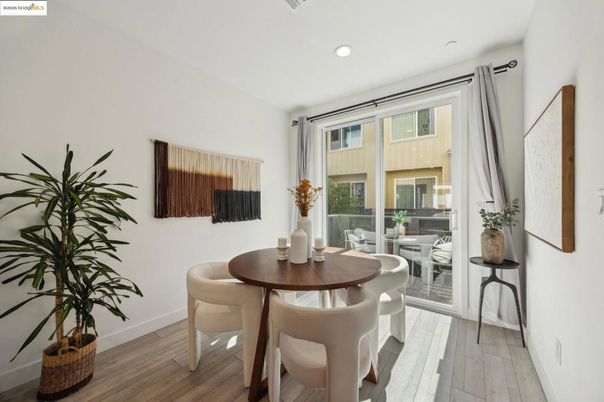 Dining room, Interior, Recessed Lighting, Wood Texture Flooring