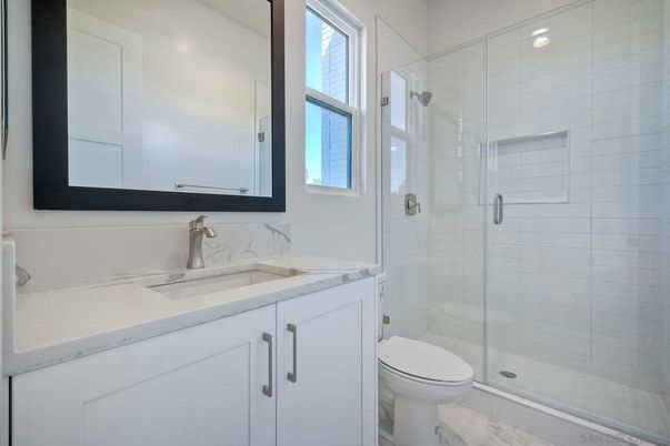 Bathroom, Glass Shower, Interior, Marble, Recessed Lighting