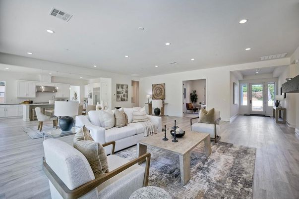 Dining room, Interior, Kitchen, Living room, Recessed Lighting, Wood Texture Flooring