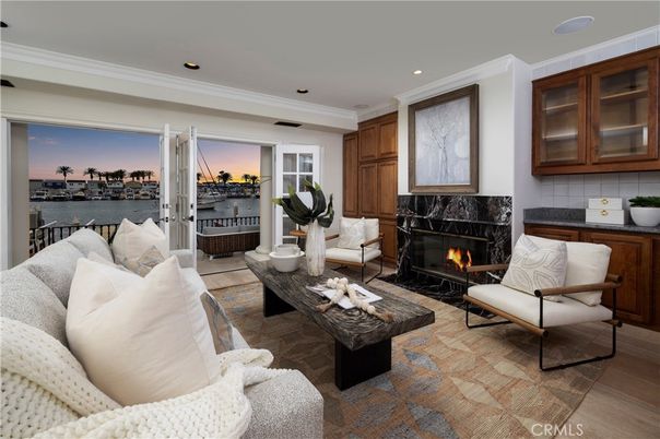 Fireplace, Interior, Living room, Recessed Lighting, Water