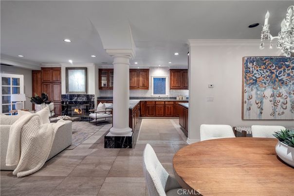 Dining room, Fireplace, Interior, Kitchen, Living room, Recessed Lighting