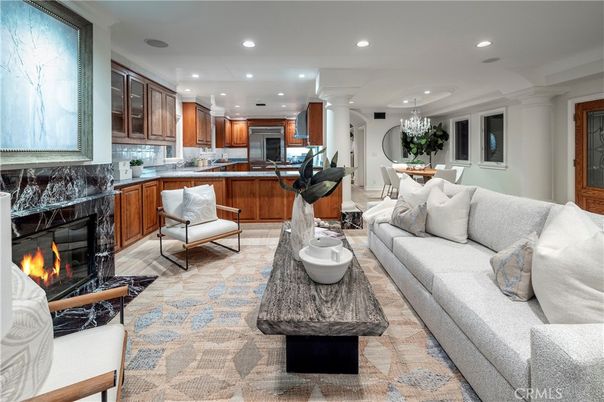 Dining room, Fireplace, Interior, Kitchen, Living room, Recessed Lighting
