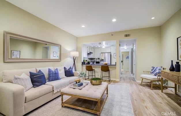 Interior, Kitchen, Living room, Recessed Lighting, Stainless Steel Appliances, Wood Texture Flooring