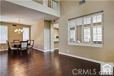 Chandelier, Dining room, Interior, Wood Texture Flooring