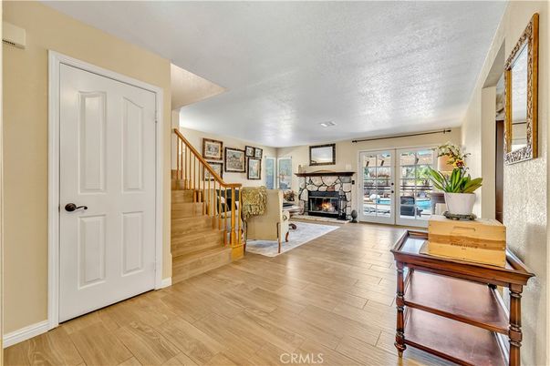 Fireplace, Interior, Recessed Lighting, Wood Texture Flooring