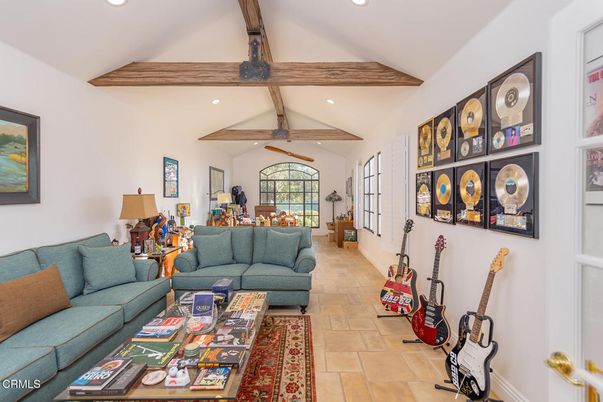 Interior, Living room, Recessed Lighting, Wooden Beams