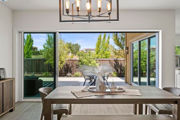 Chandelier, Dining room, Interior, Wood Texture Flooring