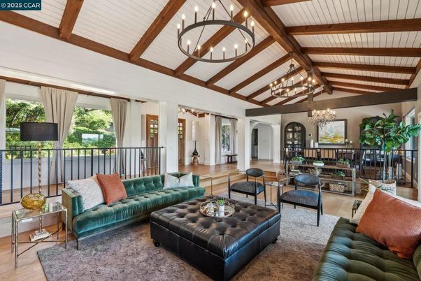Chandelier, Interior, Living room, Wooden Beams, Wood Texture Flooring