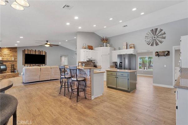 Interior, Kitchen, Living room, Recessed Lighting, Wood Texture Flooring