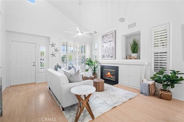 Dining room, Fireplace, Interior, Living room, Pendant Lights, Wood Texture Flooring