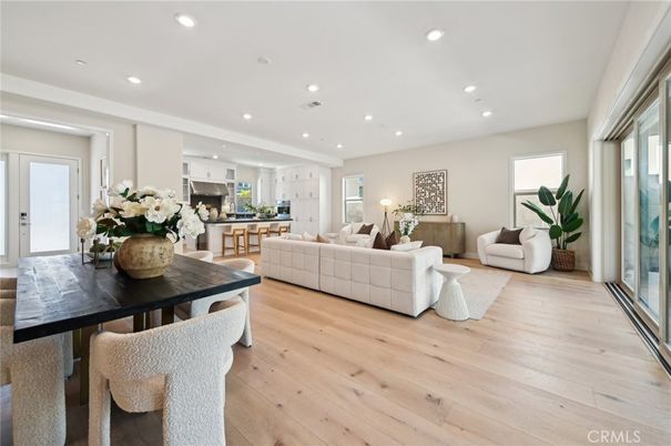 Dining room, Interior, Kitchen, Living room, Recessed Lighting, Wood Texture Flooring