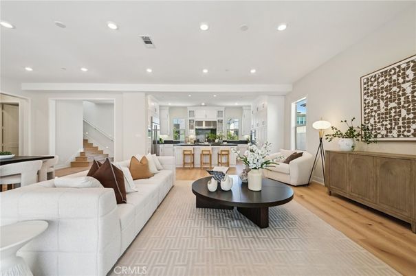 Interior, Kitchen, Living room, Recessed Lighting, Stainless Steel Appliances, Wood Texture Flooring