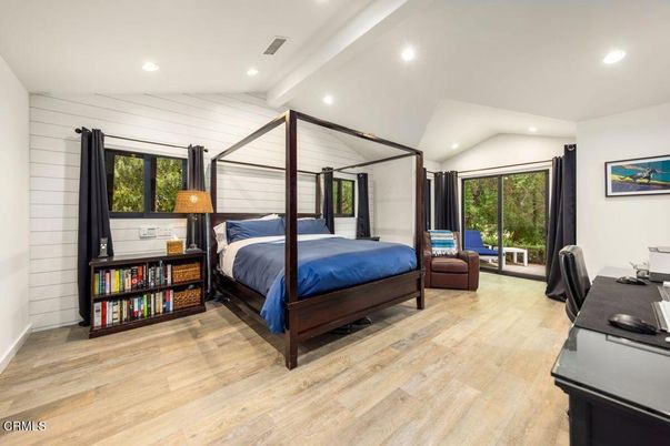 Bedroom, Home Office, Interior, Recessed Lighting, Wood Texture Flooring
