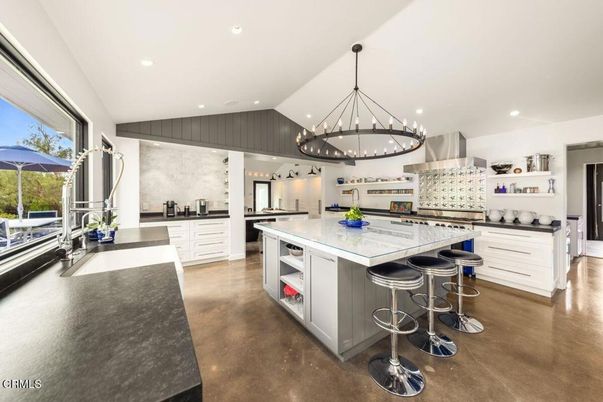 Chandelier, Interior, Kitchen, Pendant Lights, Recessed Lighting, Stainless Steel Appliances