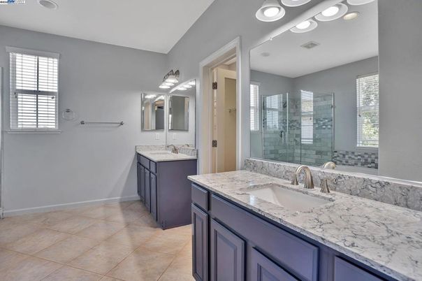 Bathroom, Dual Sink Vanities, Glass Shower, Interior