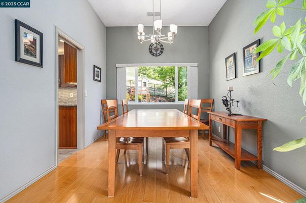Chandelier, Dining room, Interior, Wood Texture Flooring