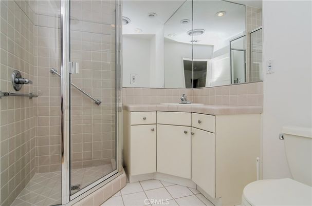 Bathroom, Glass Shower, Interior, Recessed Lighting, Tile Countertops