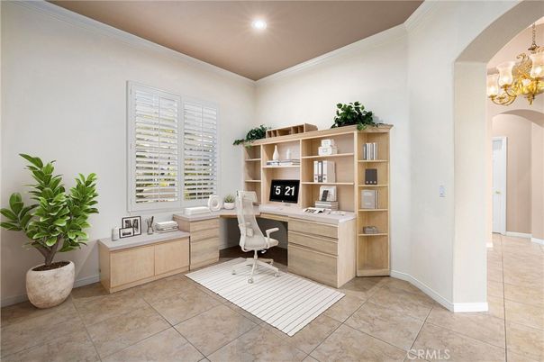 Chandelier, Home Office, Interior, Recessed Lighting