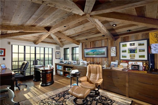 Home Office, Interior, Recessed Lighting, Wooden Beams, Wooden Ceilings, Wood Texture Flooring, Wooden Walls
