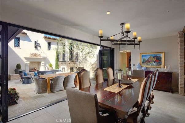 Chandelier, Dining room, Fireplace, Interior, Living room, Recessed Lighting