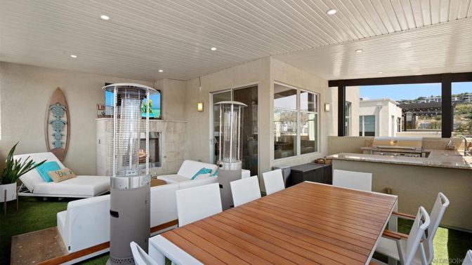 Dining room, Exterior, Fireplace, Interior, Recessed Lighting