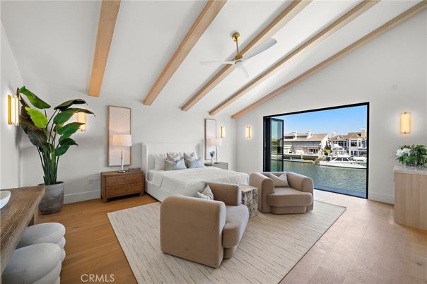 Bedroom, Interior, Water, Wooden Beams, Wood Texture Flooring