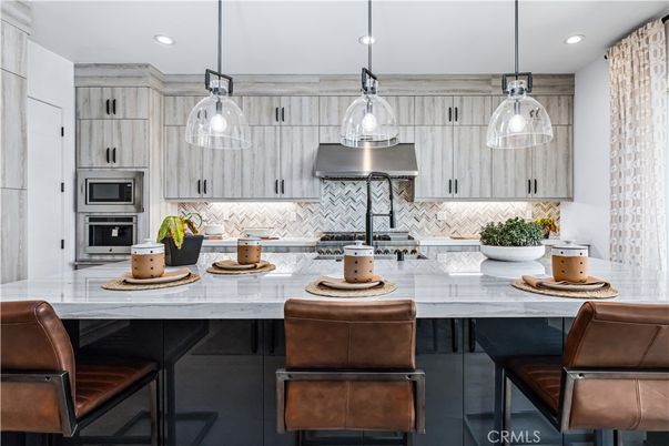 Interior, Kitchen, Pendant Lights, Recessed Lighting, Stainless Steel Appliances