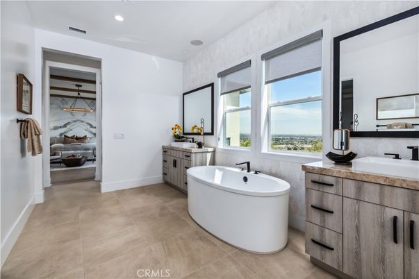 Bathroom, Dual Sink Vanities, Free Standing Baths, Interior, Recessed Lighting