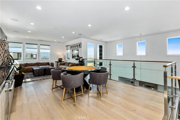 Dining room, Interior, Living room, Recessed Lighting, Water, Wood Texture Flooring