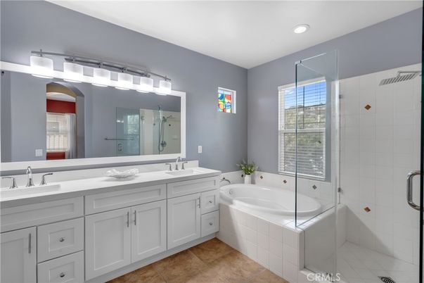 Bathroom, Dual Sink Vanities, Glass Shower, Interior, Recessed Lighting