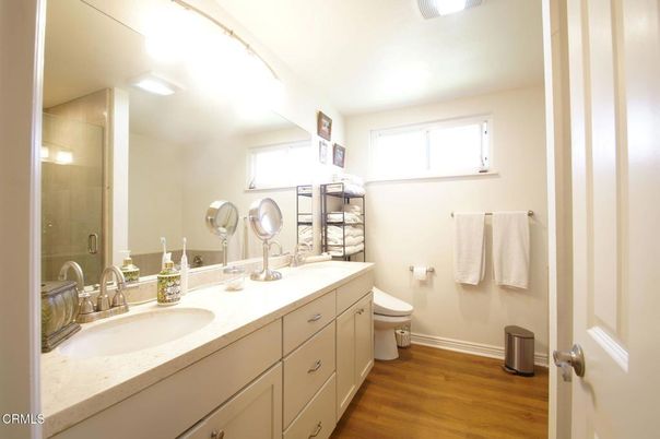 Bathroom, Dual Sink Vanities, Interior, Wood Texture Flooring