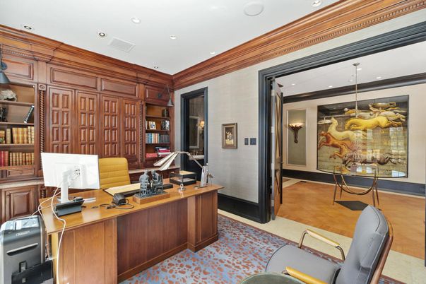 Home Office, Interior, Recessed Lighting, Wooden Walls