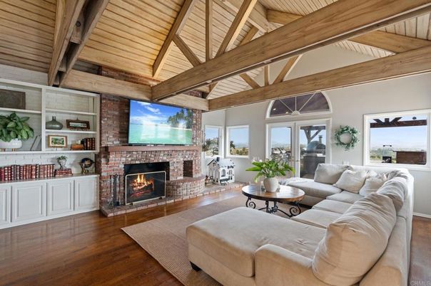 Fireplace, Interior, Living room, Stone Walls, Wooden Beams, Wooden Ceilings, Wood Texture Flooring
