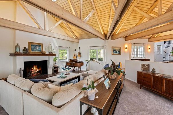 Fireplace, Interior, Living room, Piano, Wooden Beams, Wooden Ceilings