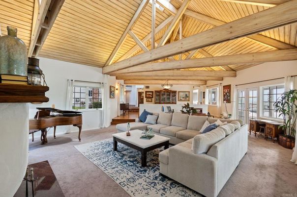 Dining room, Interior, Living room, Pendant Lights, Piano, Wooden Beams, Wooden Ceilings