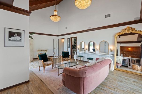 Interior, Living room, Pendant Lights, Wood Texture Flooring