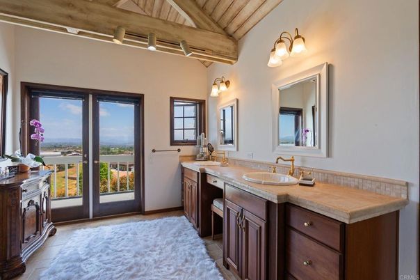 Bathroom, Dual Sink Vanities, Interior, Wooden Beams, Wooden Ceilings
