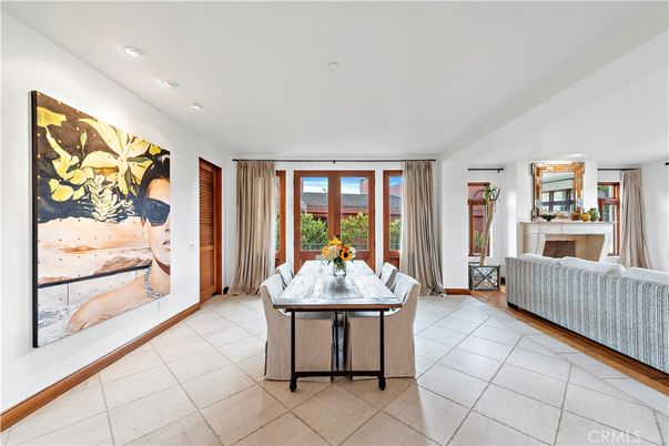 Dining room, Fireplace, Interior, Recessed Lighting