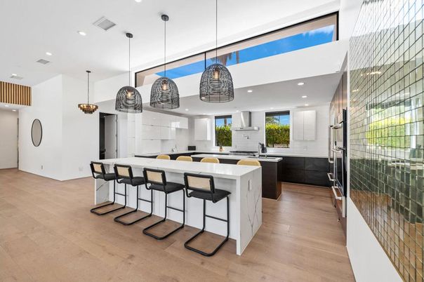 Interior, Kitchen, Pendant Lights, Recessed Lighting, Wood Texture Flooring
