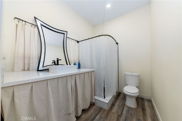 Bathroom, Interior, Recessed Lighting, Wood Texture Flooring